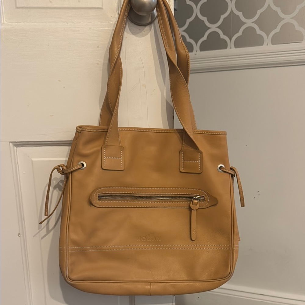 Hogan Tan Leather Tote Bag